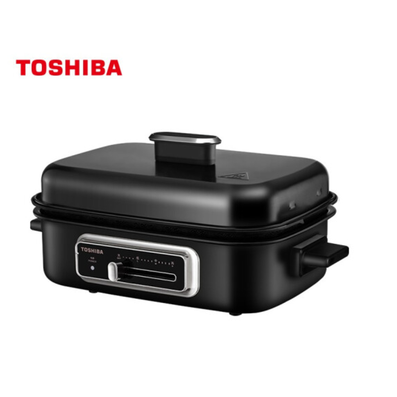 东芝(TOSHIBA) 多功能锅HC-14KSNC烤肉锅电蒸锅电火锅家用电炒锅4.5升大容量料理锅 黑色（标配：深煮锅+煎烤盘+蒸格）